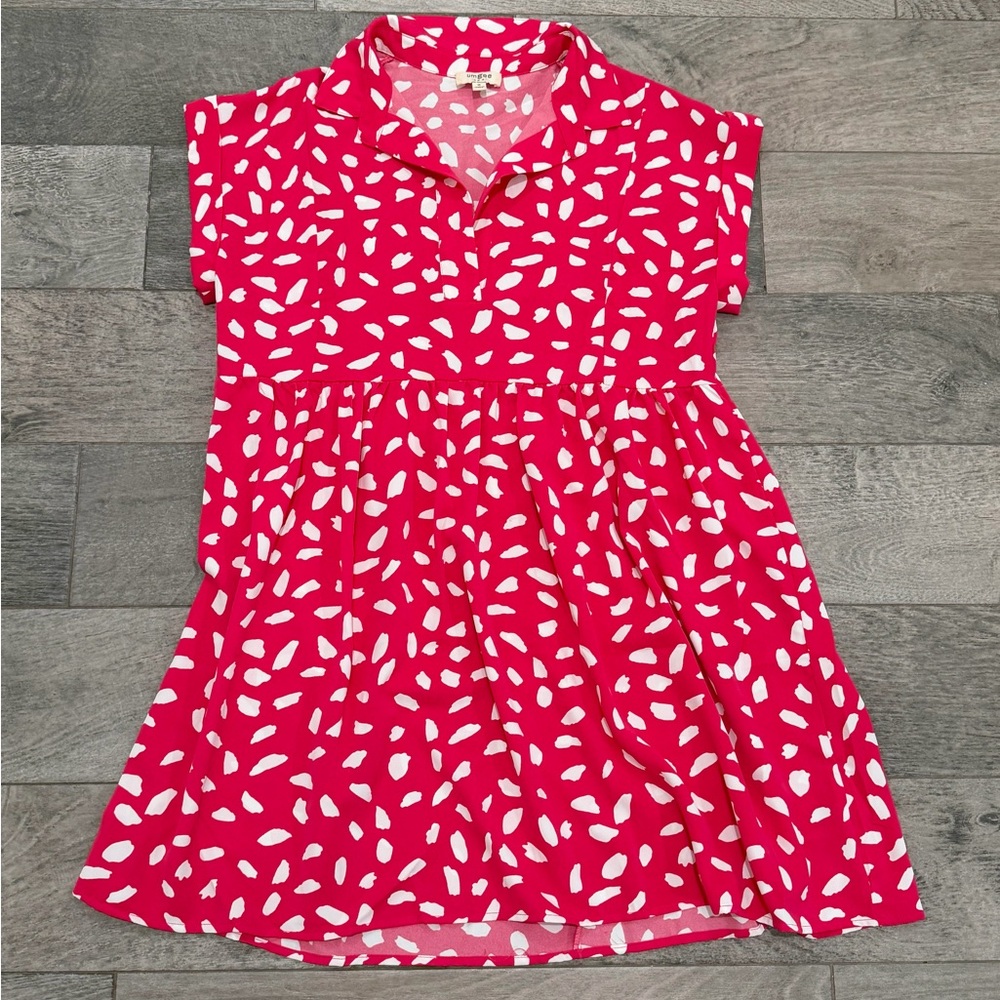 Umgee Pink and White Patterned Dress